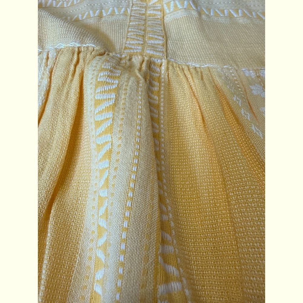 NWTs Baby Doll Organic Cotton Embroidered Tiered Mini Dress Yellow Boho V-Neck S - Picture 14 of 14